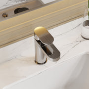 Nuie Cyprus mono basin mixer with push button waste in chrome lifestyle bathroom setting (BIN305F)