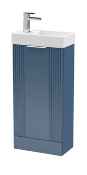 Nuie Deco Compact 400mm Floor Standing Vanity Unit with Basin in Satin Blue (FLT320)