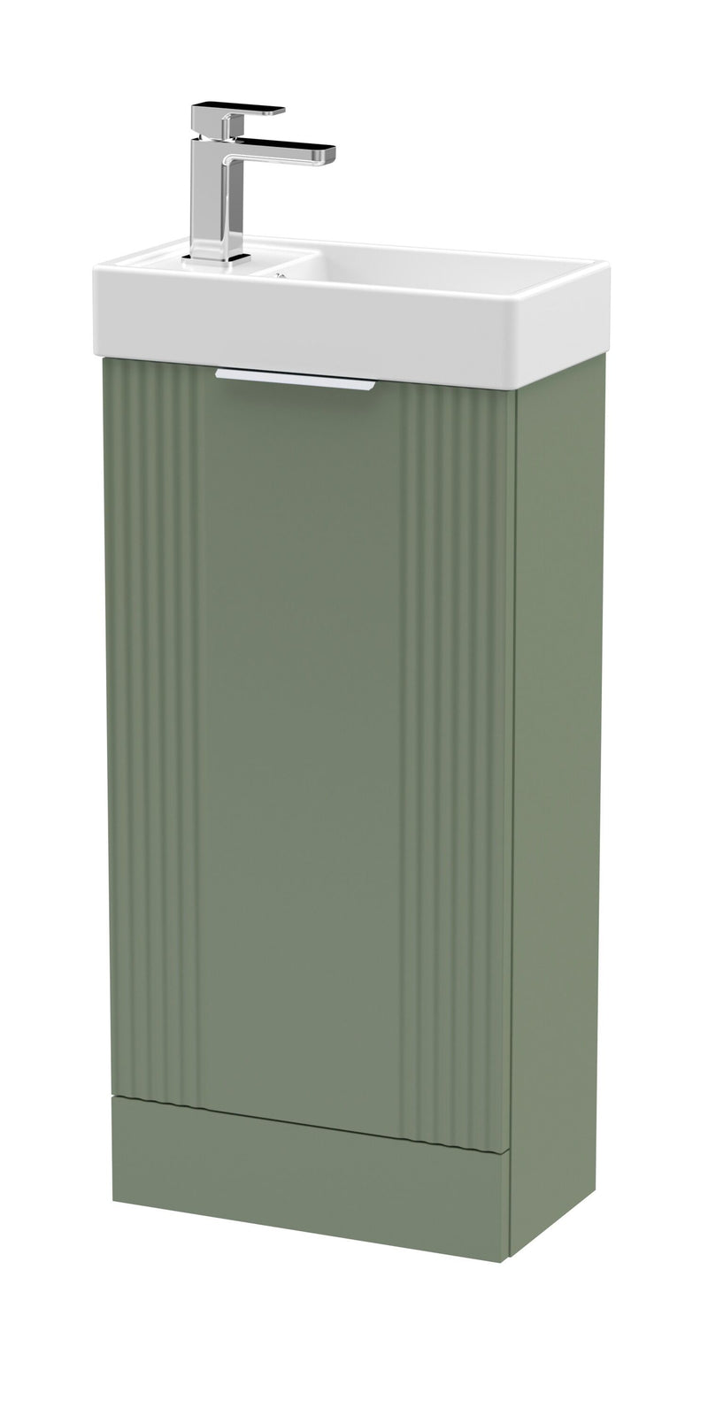 Nuie Deco Compact 400mm Floor Standing Vanity Unit with Basin in Satin Green (FLT820)