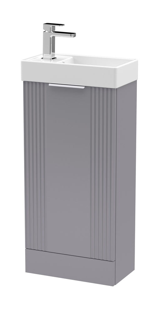 Nuie Deco Compact 400mm Floor Standing Vanity Unit with Basin in Satin Grey (FLT220)