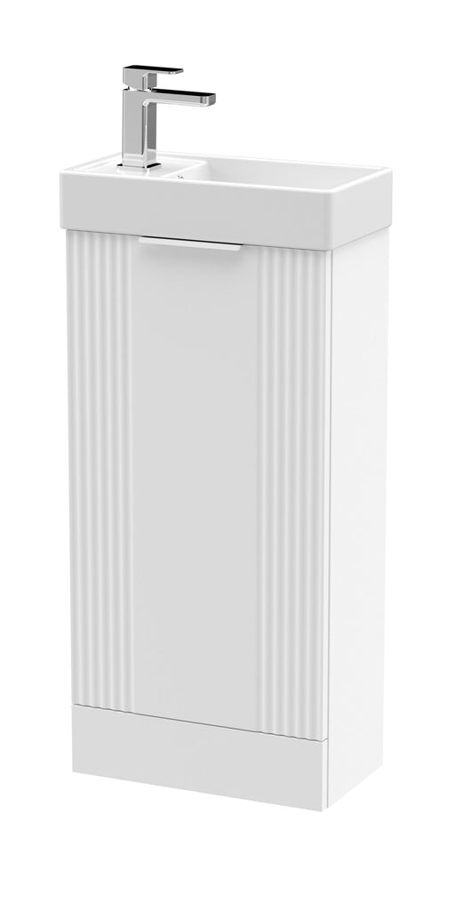 Nuie Deco Compact 400mm Floor Standing Vanity Unit with Basin in Satin White (FLT120)