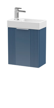 Nuie Deco Compact 400mm Wall Hung Vanity Unit with Basin in Satin Blue (FLT390)