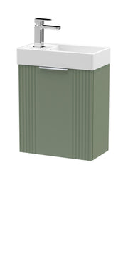 Nuie Deco Compact 400mm Wall Hung Vanity Unit with Basin in Satin Green (FLT890)
