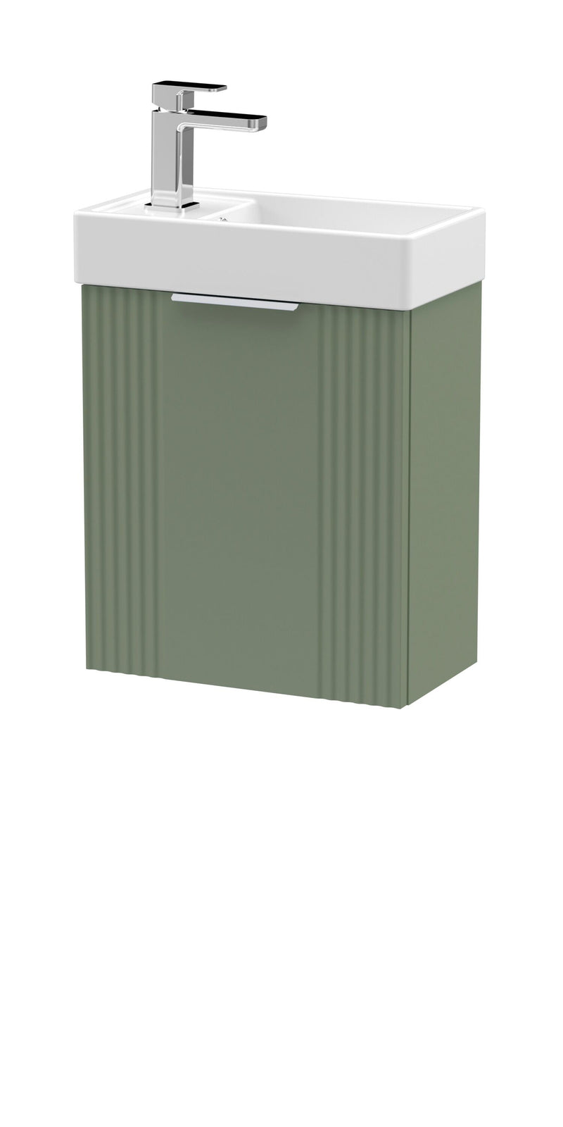 Nuie Deco Compact 400mm Wall Hung Vanity Unit with Basin in Satin Green (FLT890)