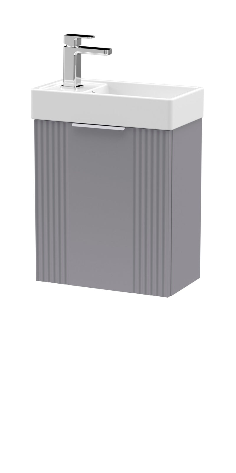 Nuie Deco Compact 400mm Wall Hung Vanity Unit with Basin in Satin Grey (FLT290)