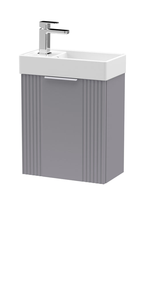Nuie Deco Compact 400mm Wall Hung Vanity Unit with Basin in Satin Grey (FLT290)