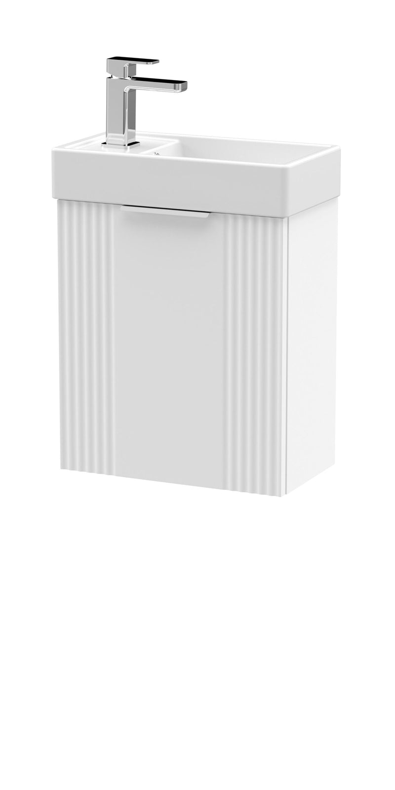Nuie Deco Compact 400mm Wall Hung Vanity Unit with Basin in Satin White (FLT190)