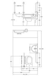 Nuie Doc M Comfort Height Toilet Pack White (DOCMP001) line drawing