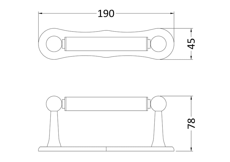 Nuie Dog Bone Toilet Roll Holder Chrome (LH301) line drawing