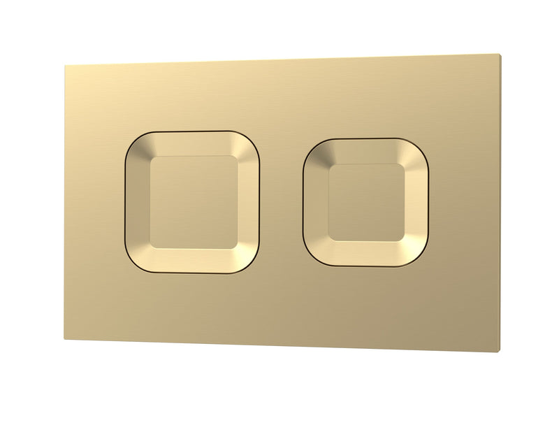 Nuie brushed brass square dual flush push button plate