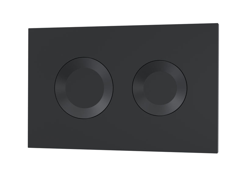 Nuie matt black round dual flush push button plate