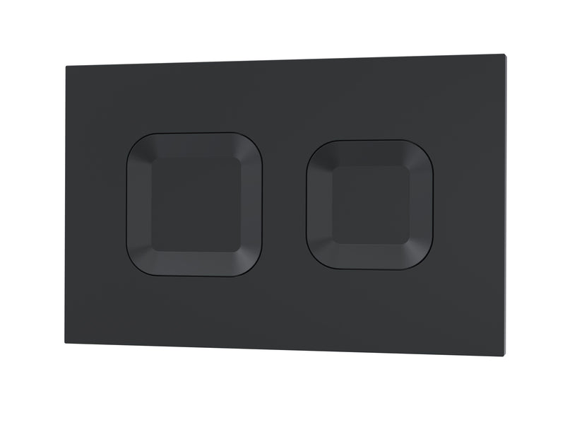 Nuie matt black square dual flush push button plate