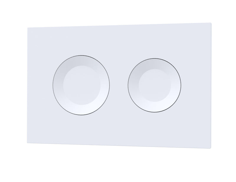 Nuie matt white round dual flush push button plate