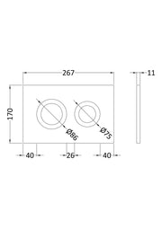 Nuie round dual flush push button plate dimensions line drawing