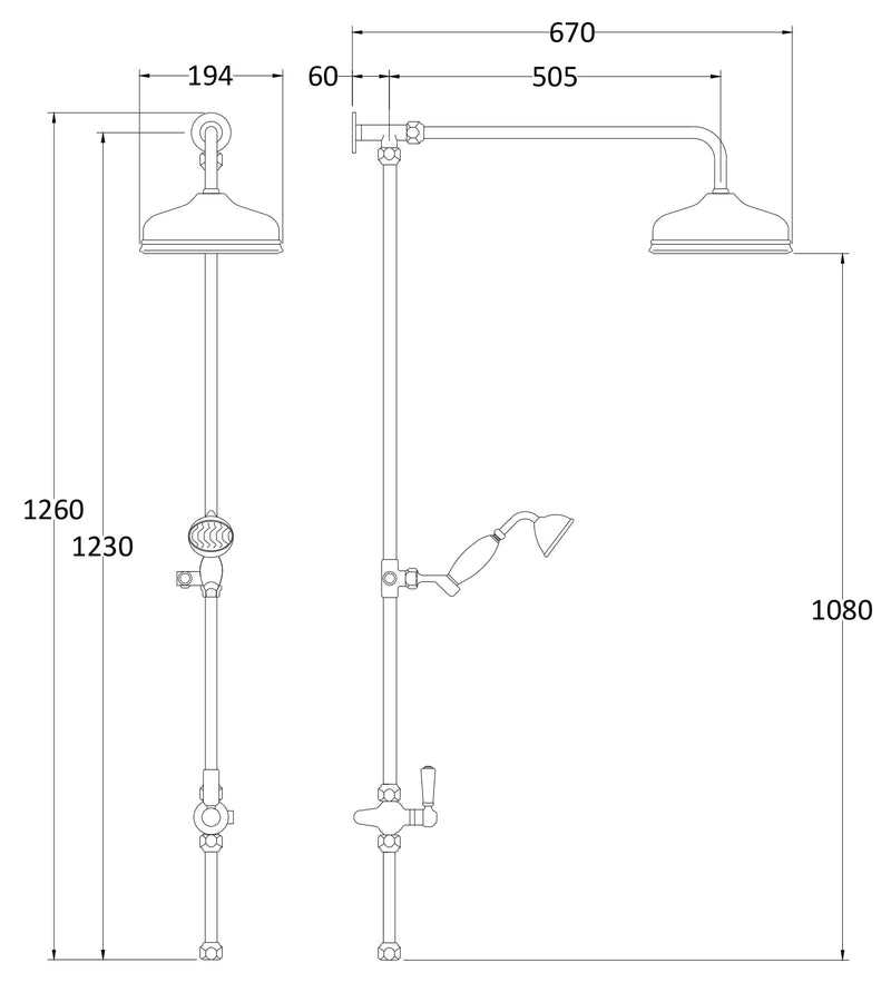 Nuie Dual Rigid Riser Kit Chrome (AM312) line drawing