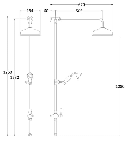 Nuie Dual Rigid Riser Kit Chrome (AM312) line drawing