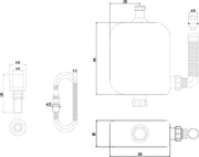 Nuie Chrome Deck Shower Kit dimensions line drawing