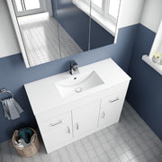 Nuie Eden 1000mm Gloss White floor standing vanity unit with mid-edge basin - bathroom lifestyle setting