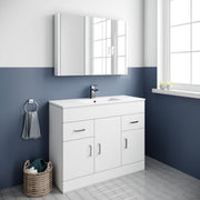 Nuie Eden 1000mm Gloss White floor standing vanity unit with mid-edge basin - bathroom lifestyle setting