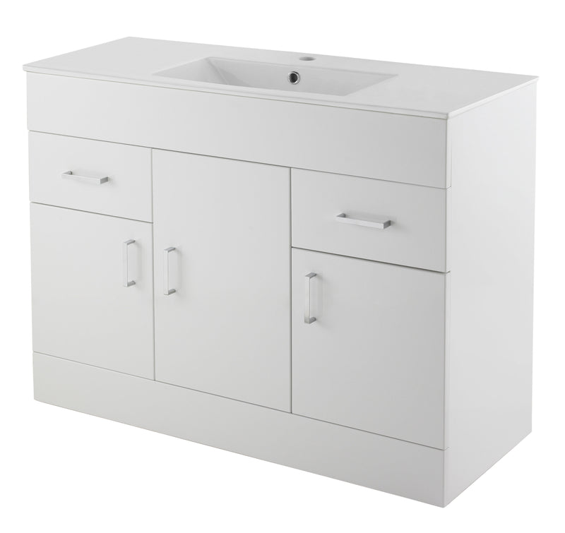 Nuie Eden 1000mm Gloss White floor standing vanity unit with mid-edge basin