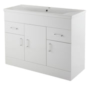Nuie Eden 1000mm Gloss White floor standing vanity unit with minimalist basin