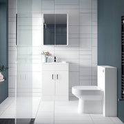 Nuie Eden 500mm Gloss White floor standing vanity unit with minimalist basin - bathroom lifestyle setting
