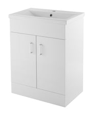 Nuie Eden 600mm Gloss White floor standing vanity unit with mid-edge basin
