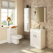 Nuie Eden 600mm Gloss White floor standing vanity unit with minimalist basin - bathroom lifestyle setting