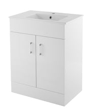 Nuie Eden 600mm Gloss White floor standing vanity unit with minimalist basin