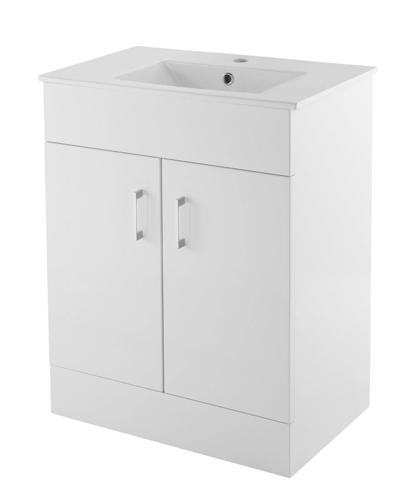 Nuie Eden 600mm Gloss White floor standing vanity unit with minimalist basin