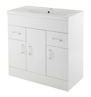 Nuie Eden 800mm Gloss White floor standing vanity unit with mid-edge basin