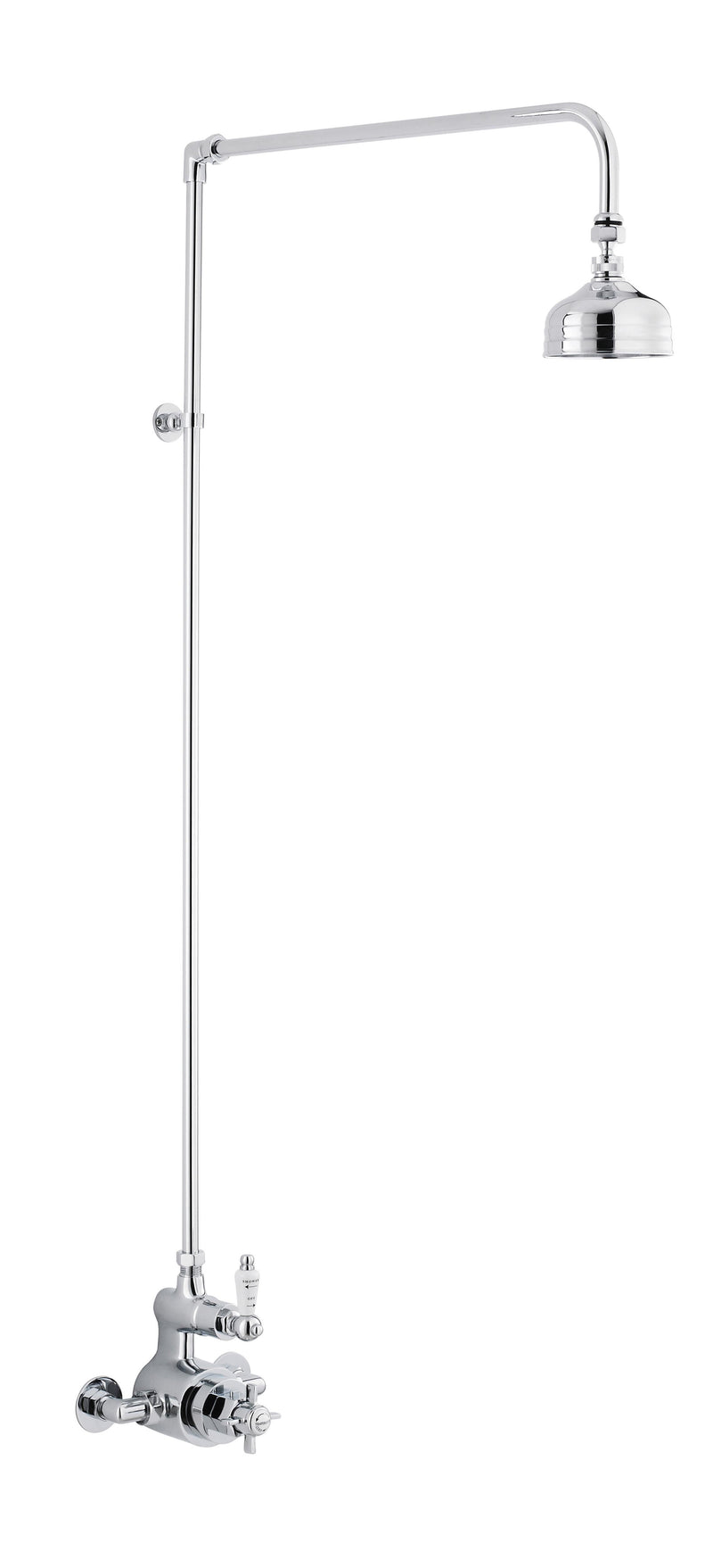 Nuie Edwardian Chrome Twin Thermostatic Exposed Shower Valve & Rigid Riser — CP148