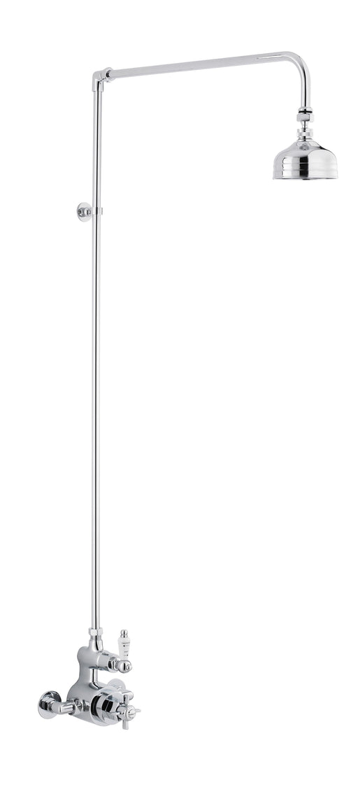 Nuie Edwardian Chrome Twin Thermostatic Exposed Shower Valve & Rigid Riser — CP148