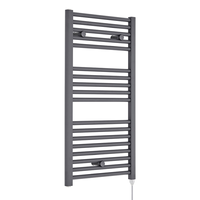 Nuie Anthracite 920 x 480mm vertical electric heated towel rail