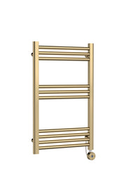 Nuie Brushed Brass 800 x 500mm vertical electric heated towel rail