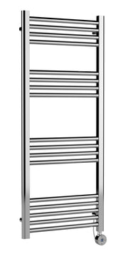Nuie Chrome 1200 x 500mm vertical electric heated towel rail
