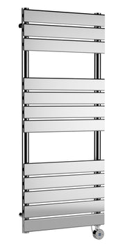 Nuie Chrome 1213 x 500mm vertical electric flat panel heated towel rail