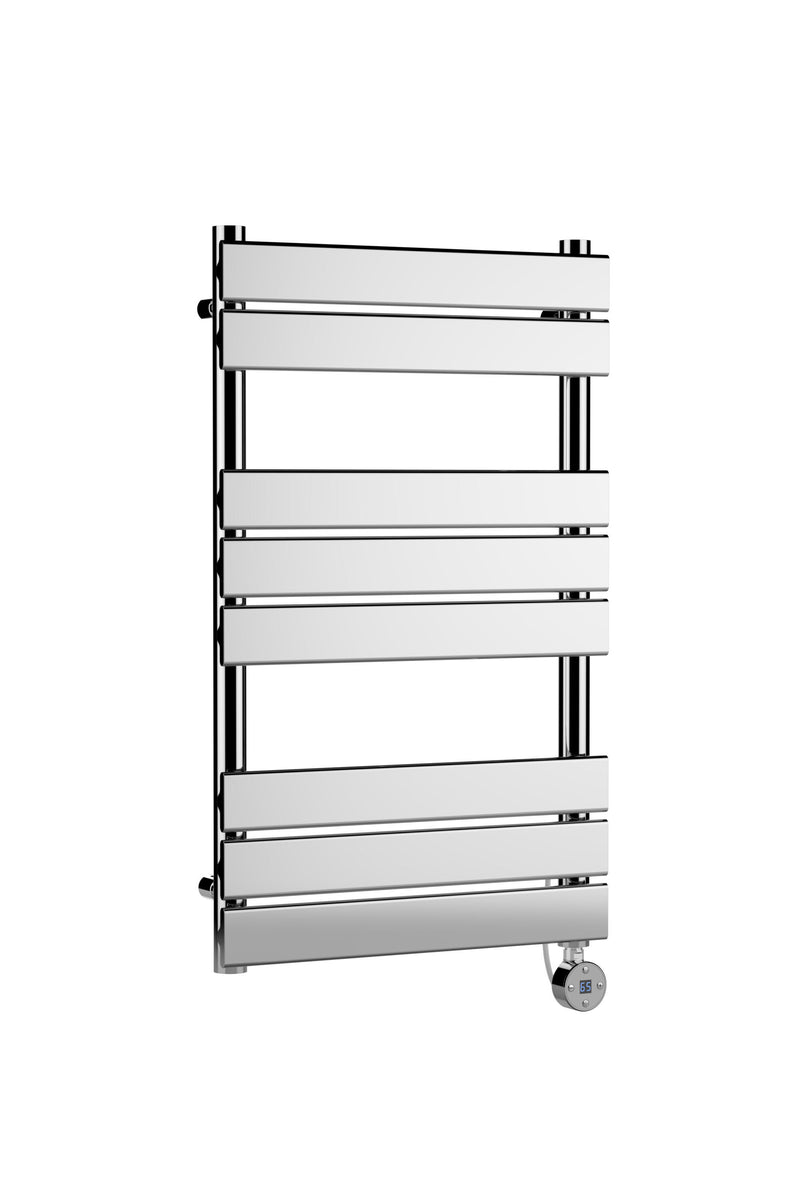 Nuie Chrome 840 x 500mm vertical electric flat panel heated towel rail