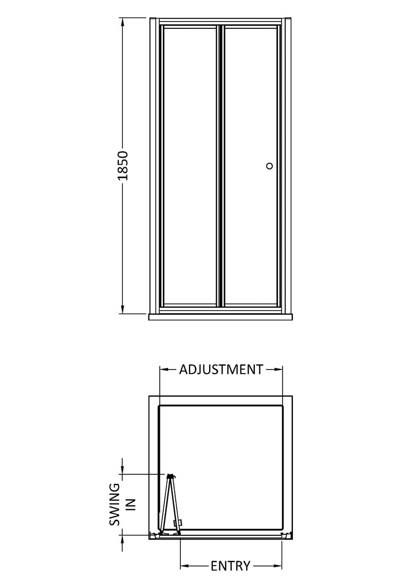 Nuie Ella Bi-Fold Shower Door (All Sizes) line drawing