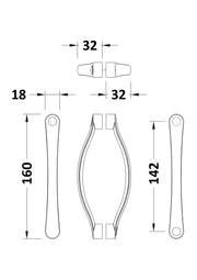 Nuie Ella Rounded Enclosure Handle Chrome (HAN009AA) line drawing