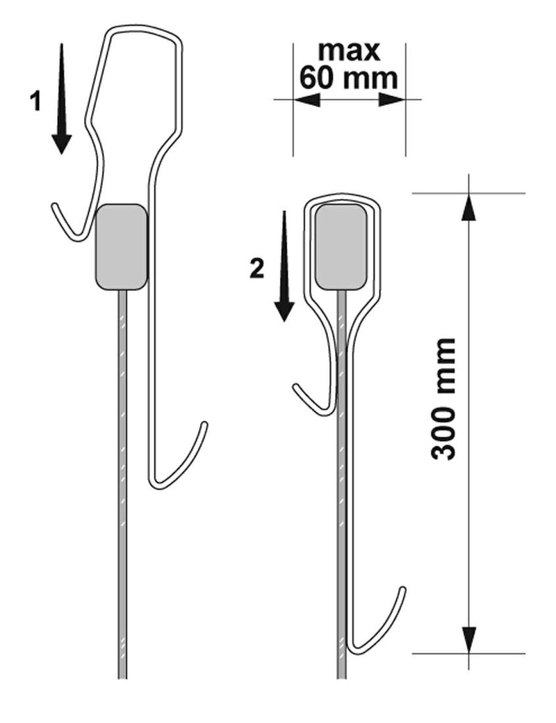 Nuie Enclosure Hook for Framed Enclosures Chrome (ACC004) line drawing