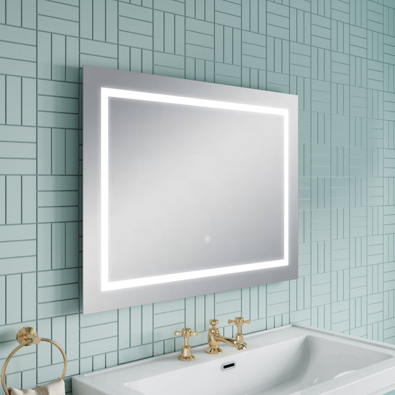 Nuie Enif 800x600mm LED touch sensor mirror in a contemporary bathroom