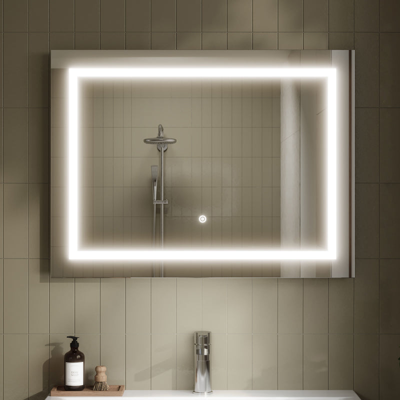 Nuie Enif LED touch sensor mirror in a modern bathroom