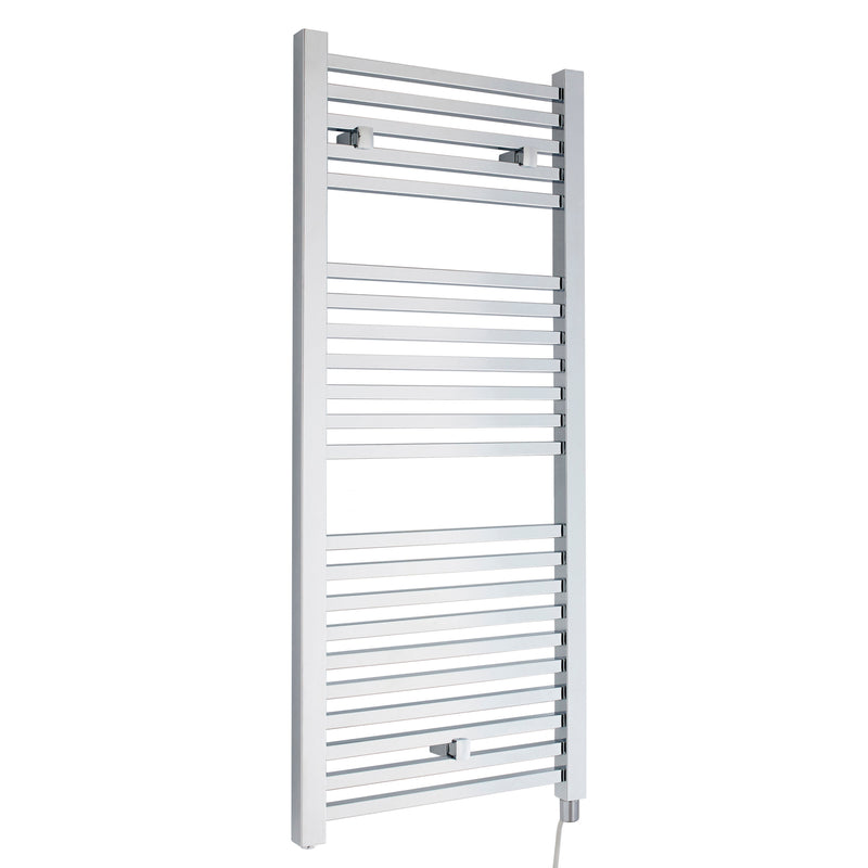 Nuie Eton Chrome 1100 x 500mm vertical electric heated towel rail