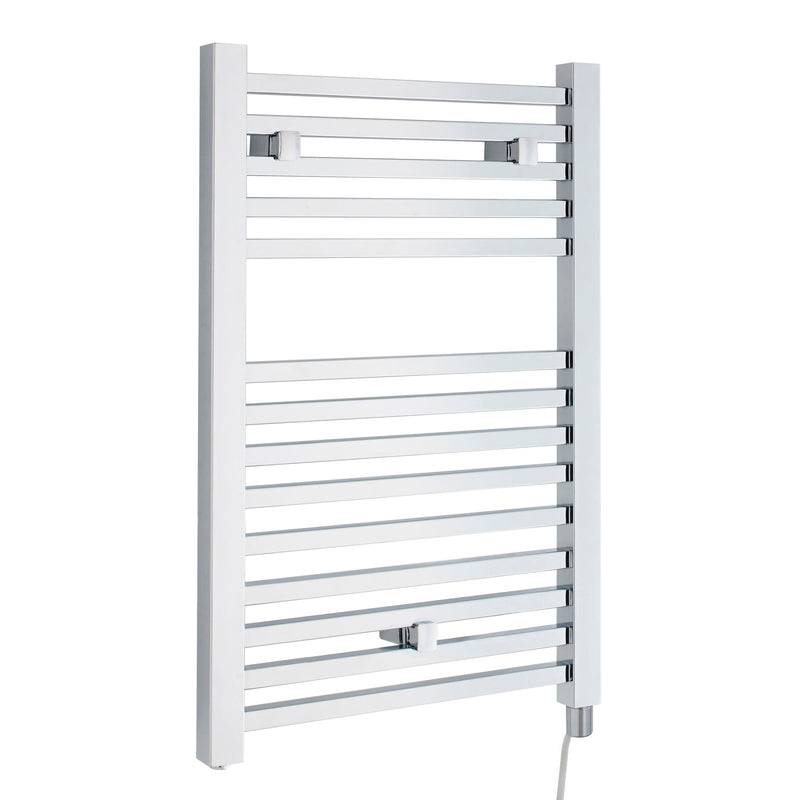 Nuie Eton Chrome 690 x 500mm vertical electric heated towel rail