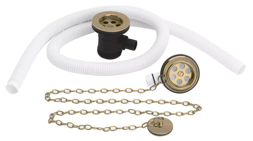 Nuie Extended Retainer Bath Waste with Overflow in Brushed Brass (EA829)