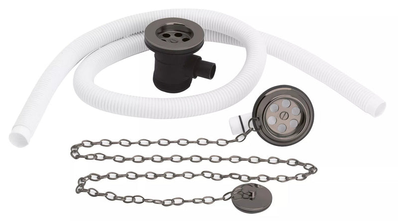 Nuie Extended Retainer Bath Waste with Overflow in Brushed Pewter (EA729)