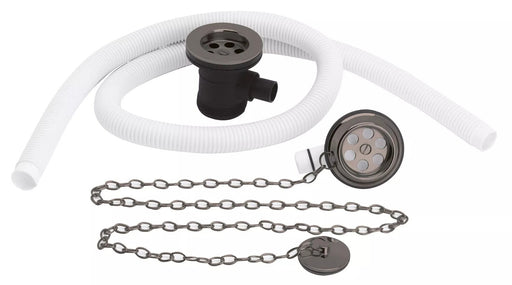 Nuie Extended Retainer Bath Waste with Overflow in Brushed Pewter (EA729)