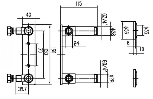 Nuie Fast-Fit Bracket for Bar Thermostats Chrome (A313) line drawing