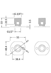 Nuie Fast-Fit Bracket for Bar Thermostats Chrome (A315) line drawing